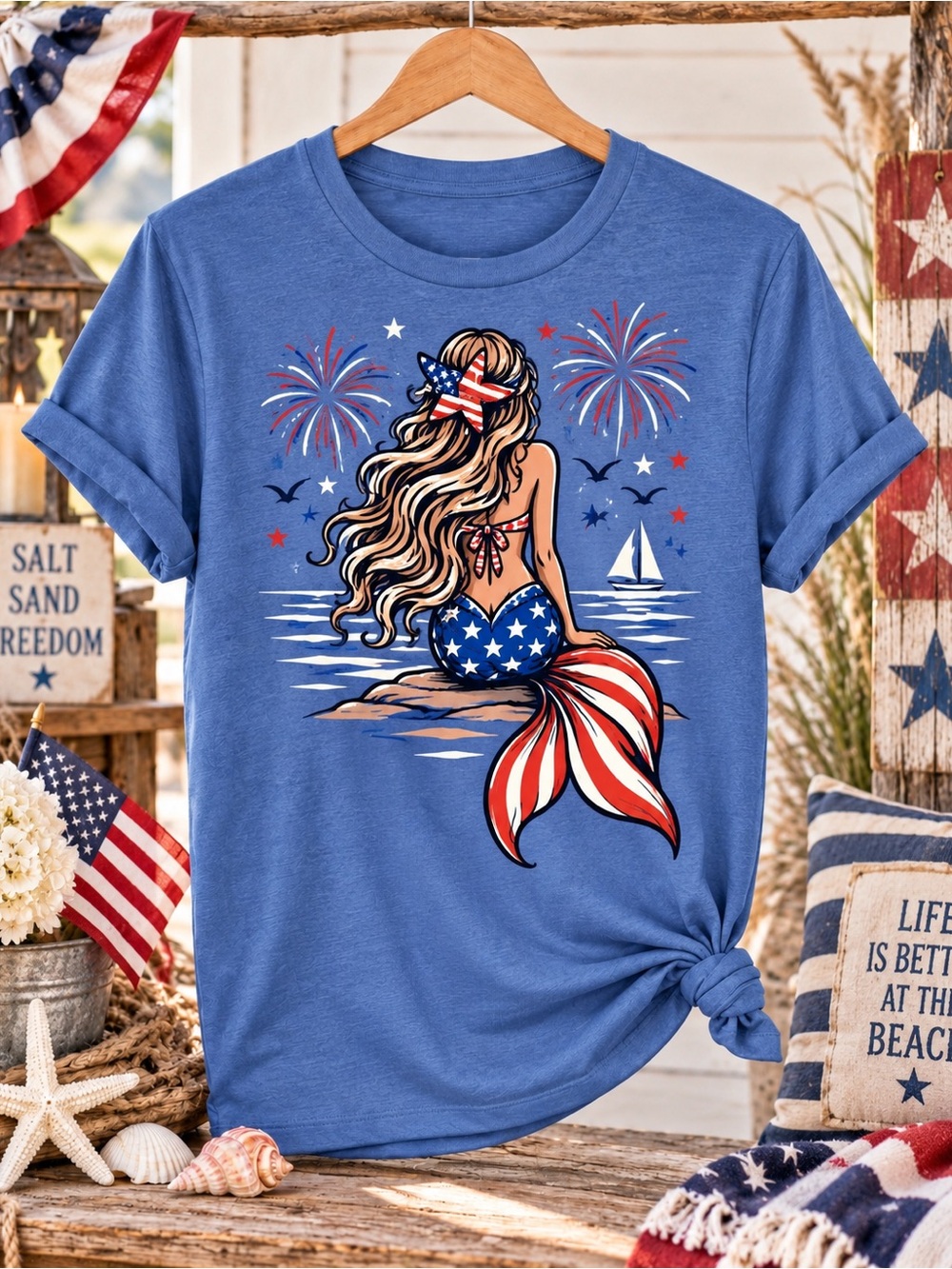 Americana Mermaid Shirt, Mermaid T-Shirt by RELUGO365